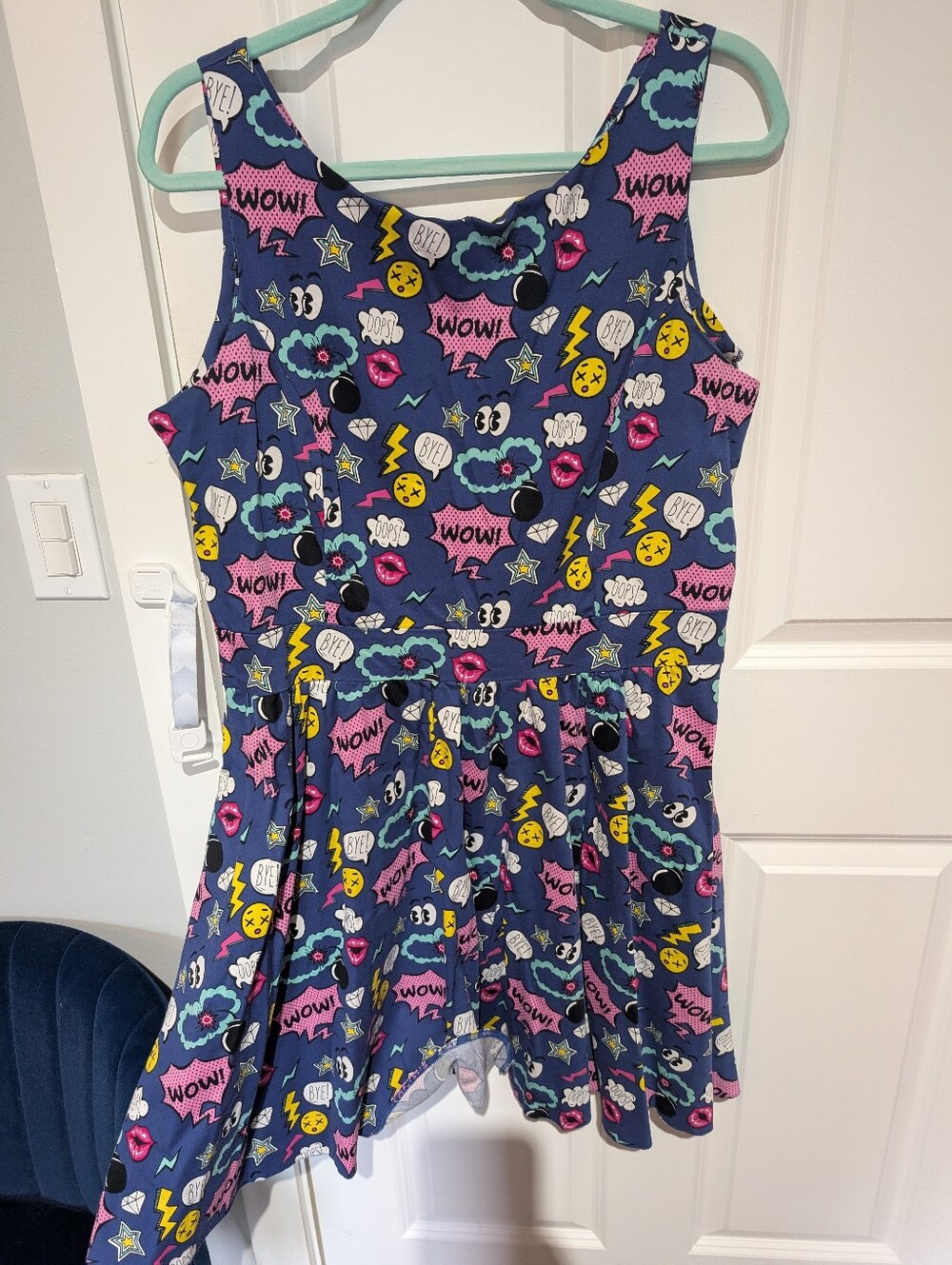 Lady Vintage Retro Comic Pop Art Pinup Tea Dress Sz 20